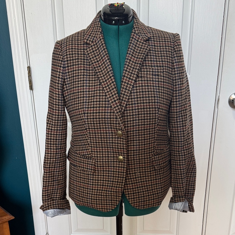 J. Crew Factory Houndstooth Blazer in Brown and Black
